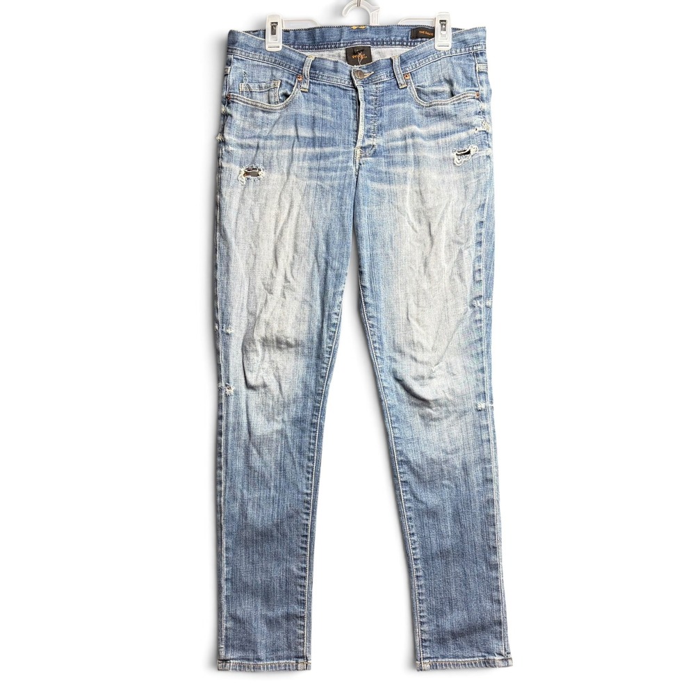 Genetic Denim The Davis Slim Boyfriend Jeans Light Wash Distressed Blue Size 28